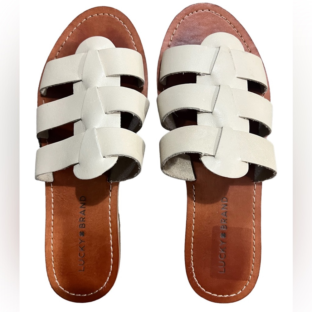 Lucky Brand Aisha Slide Sandals cream color size 7.5
